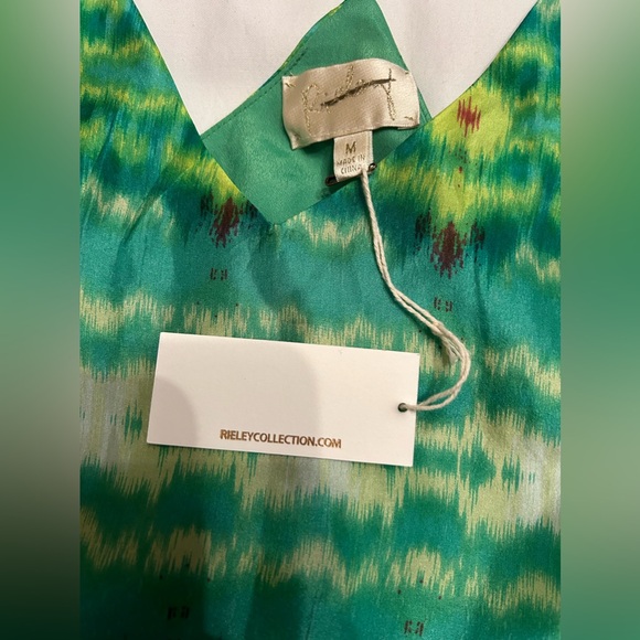 Rieley Collection Silk Slip Dress Size Medium Green Multi NWT - Picture 8 of 8